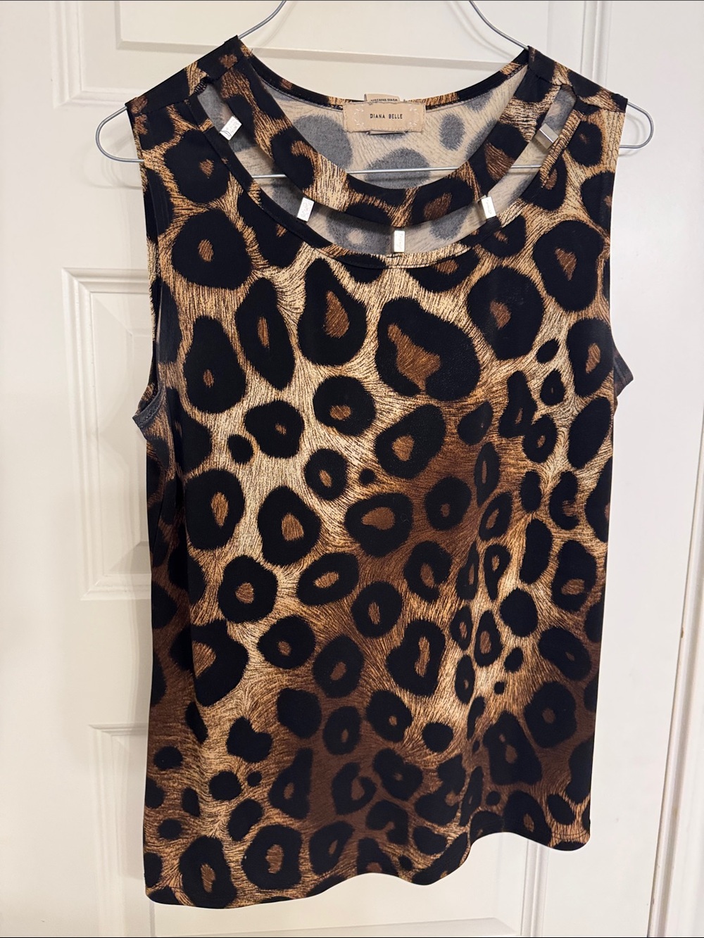 Dana Buchman Sleeveless Leopard-Print Tank Top in Brown and Black